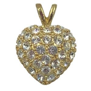 Roman Gold Tone Crystal Rhinestone Heart Pendant